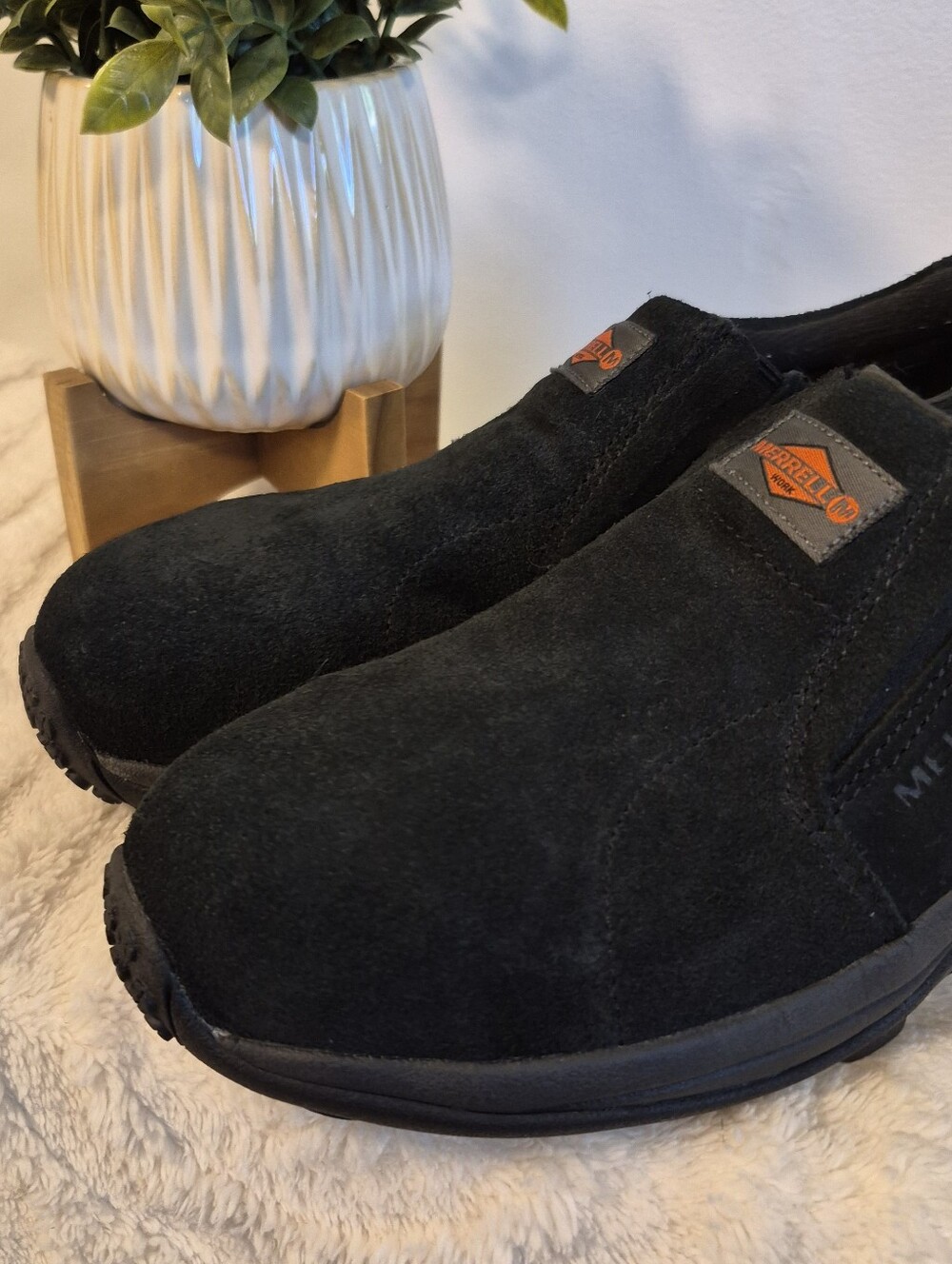 Merrell Work Jungle Moc Alloy Toe Work Shoes Women's Sz 9 Black Suede J62382 - Picture 8 of 14